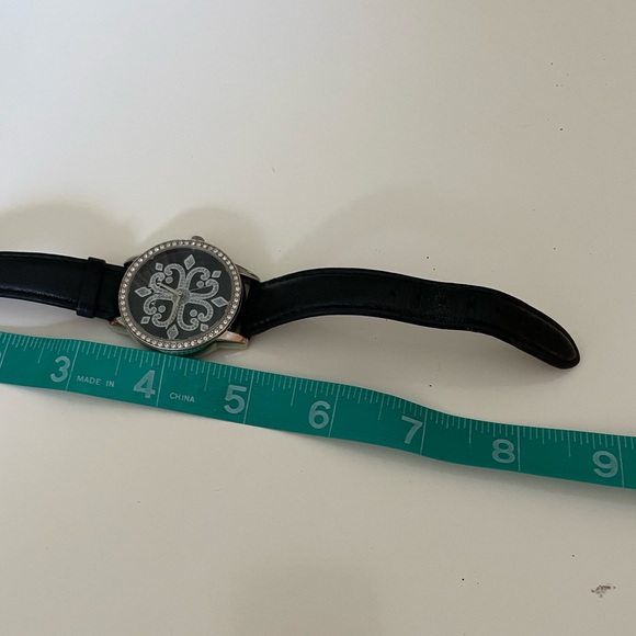 Anne Klein black and silver leather wristwatch with diamonds - Picture 6 of 6